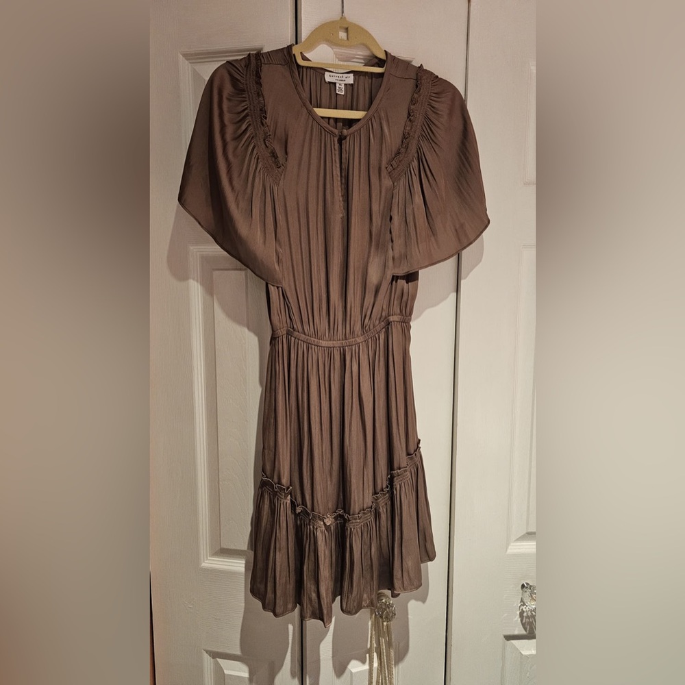 Current Air Brown Ruched Tiered Maxi Dress